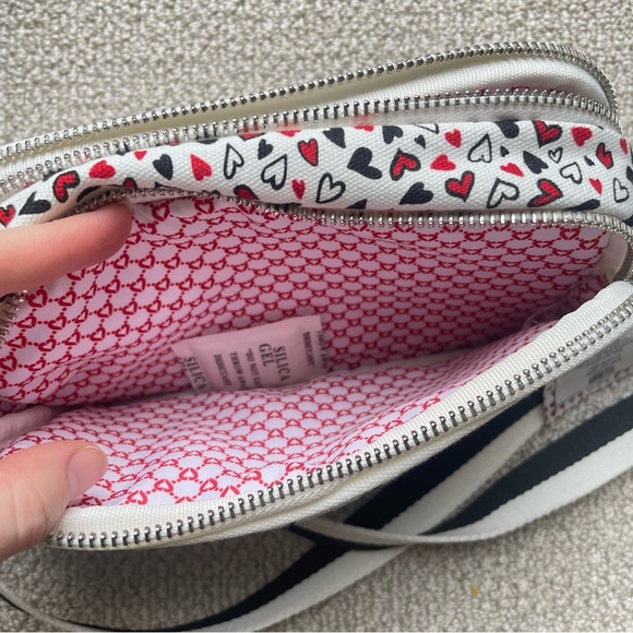 NEW Brighton LOVE SCROLL Canvas Love White/Black/Red Heart Crossbody Bag NWT - Picture 6 of 9